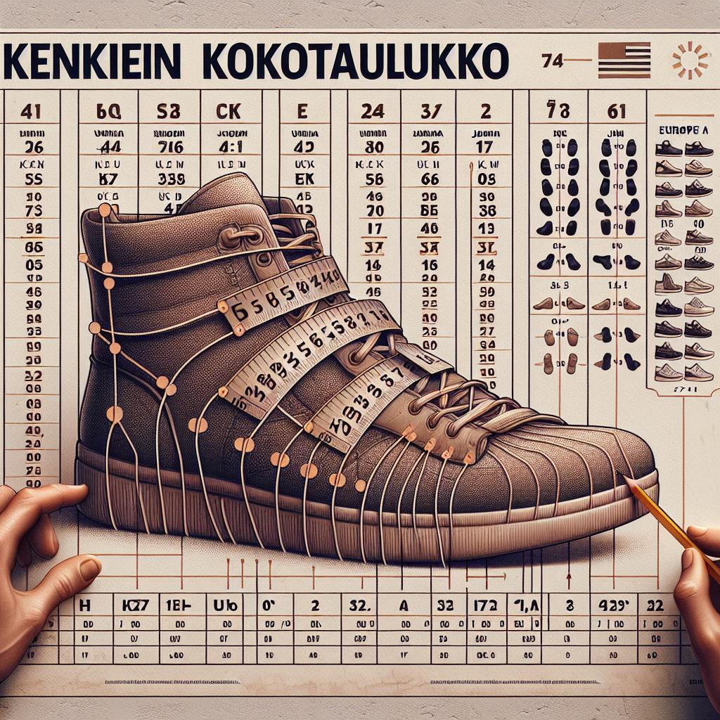 Kenkien kokotaulukko